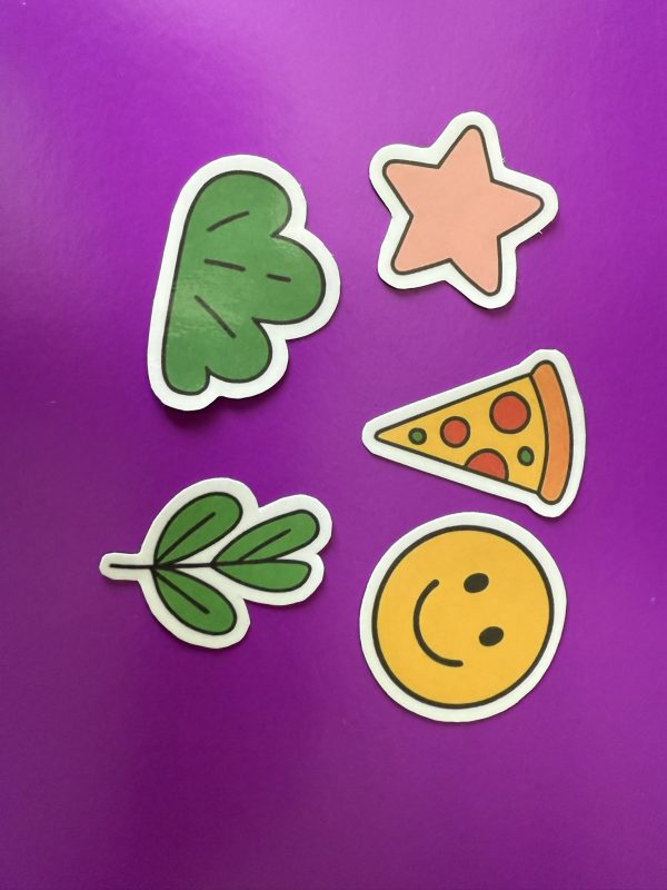 Naklejki wodoodporne, wycięte – kawaii retro, pizza, kwiaty - obrazek 4