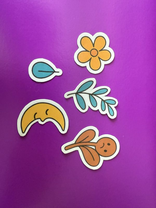Naklejki wodoodporne, wycięte – kawaii retro, pizza, kwiaty - obrazek 5
