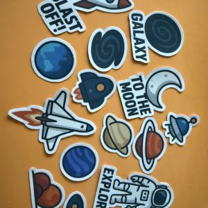 Naklejki wodoodporne, wycięte – rakiety, astronauta, planety