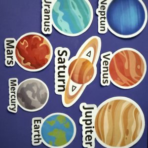 Naklejki wodoodporne, edukacyjne – wycięte – planety Układu Słonecznego