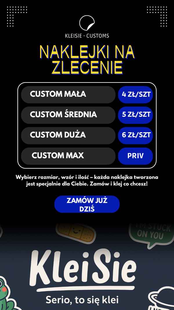 Naklejka z Twoją grafiką – rozmiar MAŁY / custom / personalizowana - 5 naklejek lub więcej