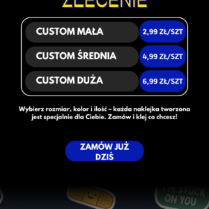 Naklejka z Twoją grafiką – rozmiary: MAŁY / ŚREDNI / DUŻY / Custom / Personalizowana