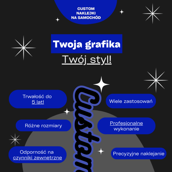 Naklejki na auto z własnym wzorem | polimerowe, trwałe 5 lat | różne rozmiary - obrazek 2