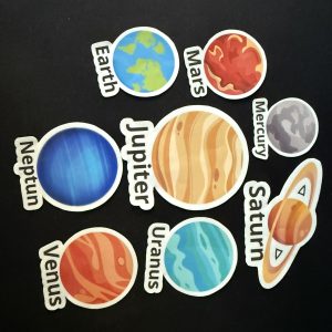 Naklejki wodoodporne, edukacyjne – wycięte – planety Układu Słonecznego
