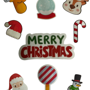 🎄 Świąteczne naklejki dekoracyjne – wodoodporne, laminowane | 5 cm